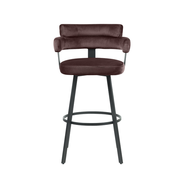 LABEL51 - Barkruk Bardio 56x52x101 cm - Taupe Fluweel | Zwart Metaal