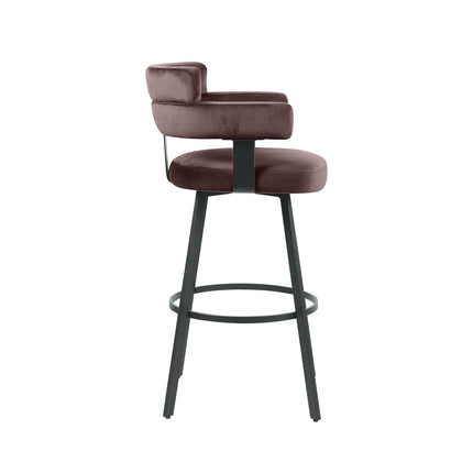 LABEL51 - Barkruk Bardio 56x52x101 cm - Taupe Fluweel | Zwart Metaal