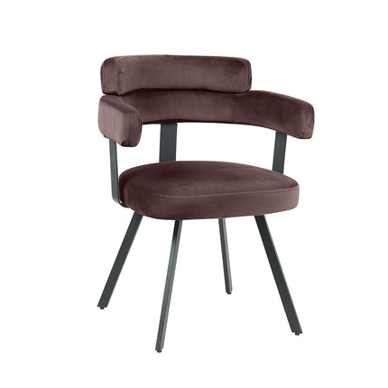 LABEL51 - Eetkamerstoel Bardio 62x57x79 cm - Taupe Fluweel | Zwart Metaal