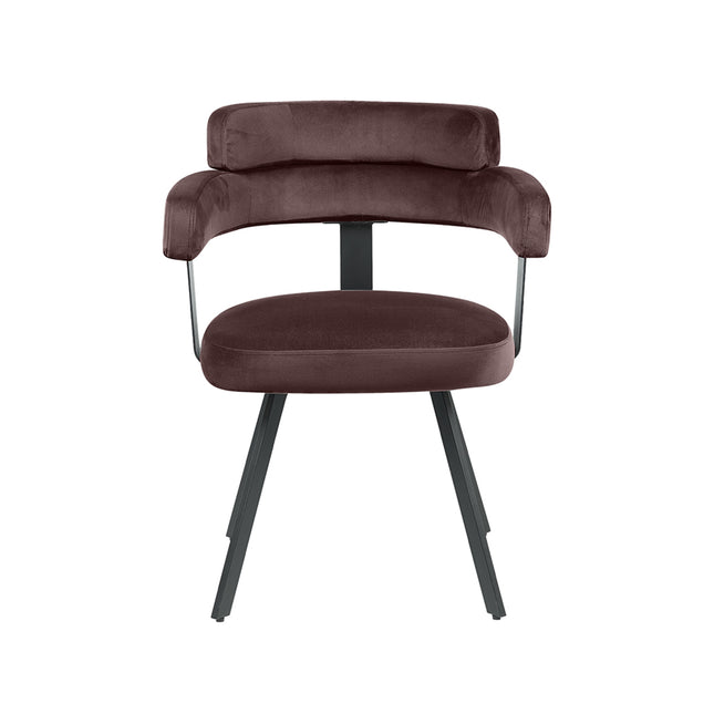 LABEL51 - Eetkamerstoel Bardio 62x57x79 cm - Taupe Fluweel | Zwart Metaal