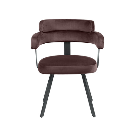 LABEL51 - Eetkamerstoel Bardio 62x57x79 cm - Taupe Fluweel | Zwart Metaal