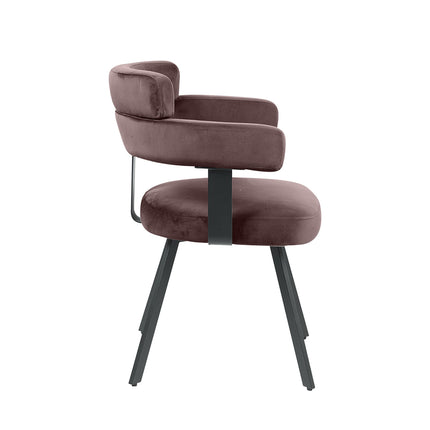 LABEL51 - Eetkamerstoel Bardio 62x57x79 cm - Taupe Fluweel | Zwart Metaal