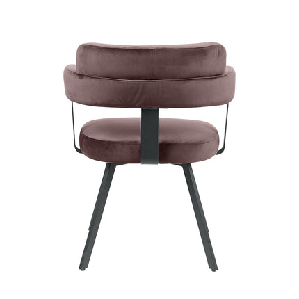 LABEL51 - Eetkamerstoel Bardio 62x57x79 cm - Taupe Fluweel | Zwart Metaal