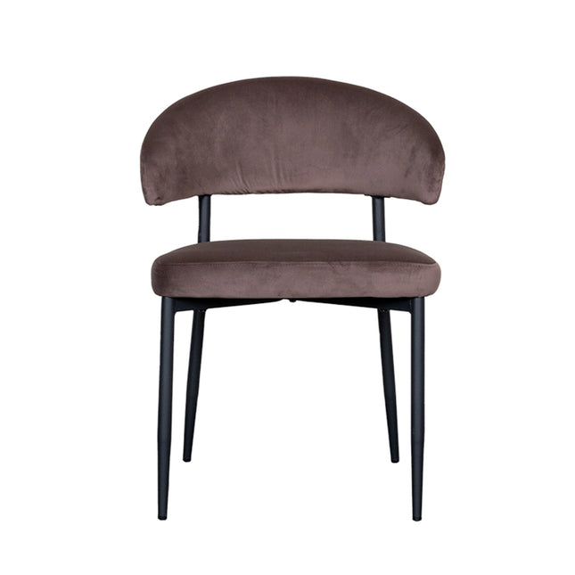 LABEL51 - Eetkamerstoel Bliss 56x55x76 cm - Taupe Fluweel | Zwart Metaal