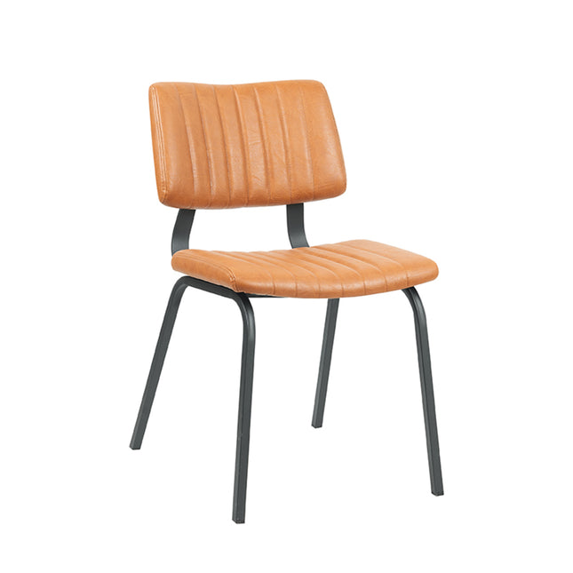LABEL51 - Eetkamerstoel Gusto 46x56x79 cm - Cognac Kunstleder | Zwart Metaal