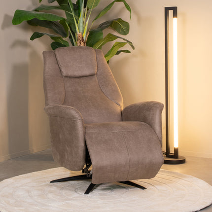 LABEL51 - Elektrische Fauteuil Stockholm 77x87x112 cm - Taupe Micro Suede | Zwart Metaal