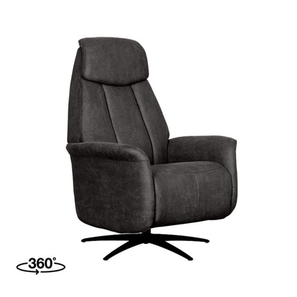 LABEL51 - Elektrische Fauteuil Oslo 79x87x112 cm - Antraciet Micro Suede | Zwart Metaal