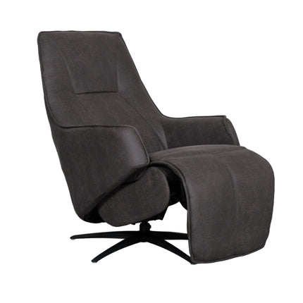 LABEL51 - Elektrische Fauteuil Odense 68x87x110 cm - Antraciet Micro Suede | Zwart Metaal