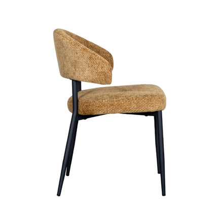 LABEL51 - Eetkamerstoel Bliss 56x55x76 cm - Mustard Elite | Zwart Metaal