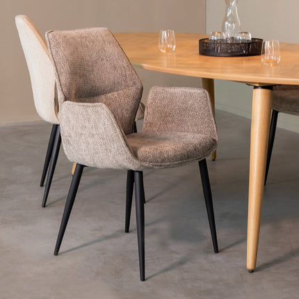 LABEL51 - Eetkamerstoel Morris 59x62x92 cm - Stone Elite | Zwart Metaal