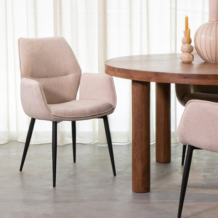 LABEL51 - Eetkamerstoel Morris 59x62x92 cm - Naturel Elite | Zwart Metaal