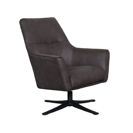LABEL51 - Draaifauteuil Tod 76x75x90 cm - Antraciet Micro Suede | Zwart Metaal
