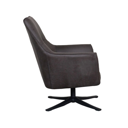 LABEL51 - Draaifauteuil Tod 76x75x90 cm - Antraciet Micro Suede | Zwart Metaal