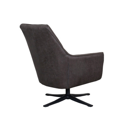 LABEL51 - Draaifauteuil Tod 76x75x90 cm - Antraciet Micro Suede | Zwart Metaal