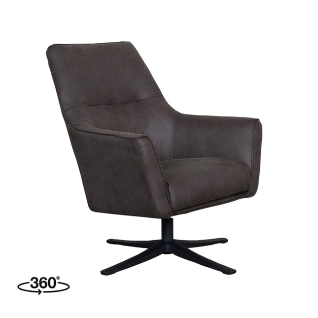 LABEL51 - Draaifauteuil Tod 76x75x90 cm - Antraciet Micro Suede | Zwart Metaal
