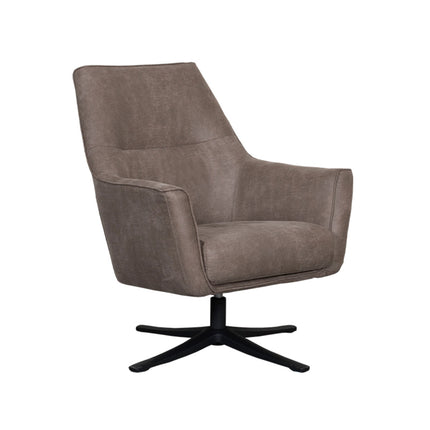 LABEL51 - Draaifauteuil Tod 76x75x90 cm - Taupe Micro Suede | Zwart Metaal