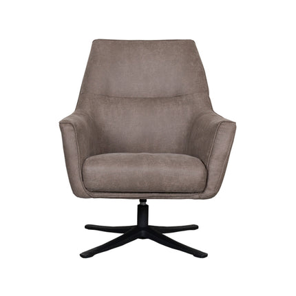 LABEL51 - Draaifauteuil Tod 76x75x90 cm - Taupe Micro Suede | Zwart Metaal