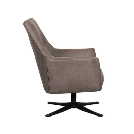 LABEL51 - Draaifauteuil Tod 76x75x90 cm - Taupe Micro Suede | Zwart Metaal