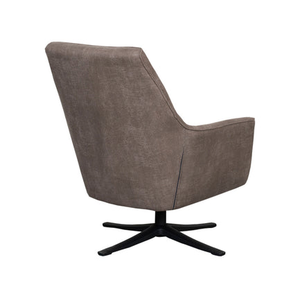 LABEL51 - Draaifauteuil Tod 76x75x90 cm - Taupe Micro Suede | Zwart Metaal