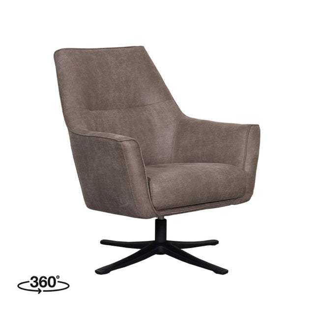 LABEL51 - Draaifauteuil Tod 76x75x90 cm - Taupe Micro Suede | Zwart Metaal