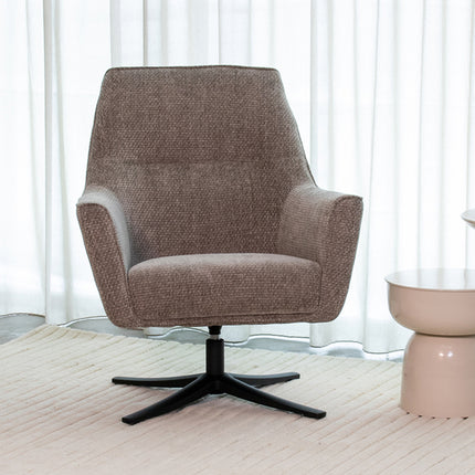 LABEL51 - Draaifauteuil Tod 76x75x90 cm - Stone Elite | Zwart Metaal