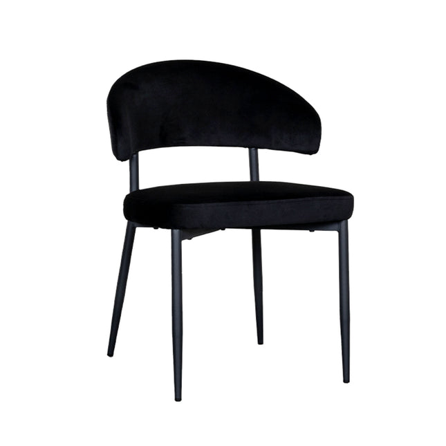 LABEL51 - Eetkamerstoel Bliss 56x55x76 cm - Zwart Fluweel | Zwart Metaal