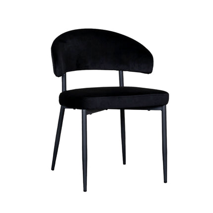 LABEL51 - Eetkamerstoel Bliss 56x55x76 cm - Zwart Fluweel | Zwart Metaal
