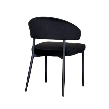 LABEL51 - Eetkamerstoel Bliss 56x55x76 cm - Zwart Fluweel | Zwart Metaal