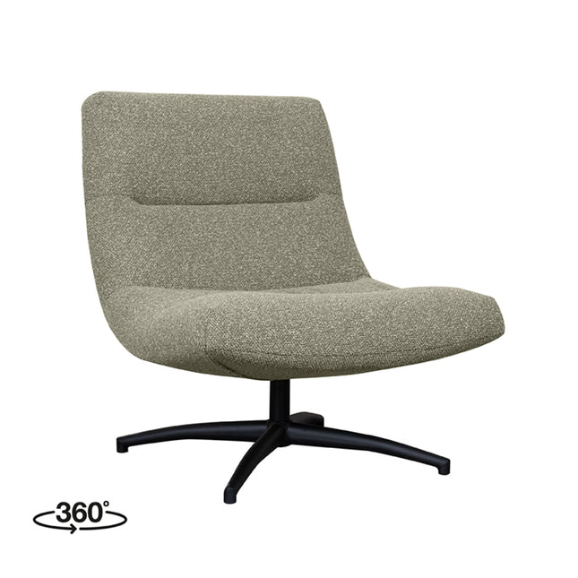 LABEL51 - Draaifauteuil Calix 77x93x88 cm - Naturel Royal Boucle | Zwart Metaal