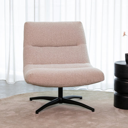 LABEL51 - Draaifauteuil Calix 77x93x88 cm - Naturel Royal Boucle | Zwart Metaal