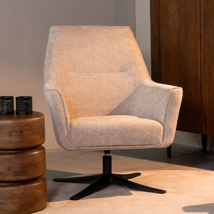 LABEL51 - Draaifauteuil Tod 76x75x90 cm - Clay Elite | Zwart Metaal