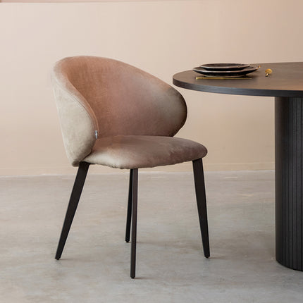 LABEL51 - Eetkamerstoel Logan 57x62x84 cm - Taupe Micro Suede | Zwart Metaal