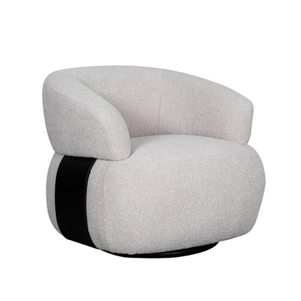 LABEL51 - Draaifauteuil Valenza 83x79x73 cm - Naturel Boucle | Zwart Eiken