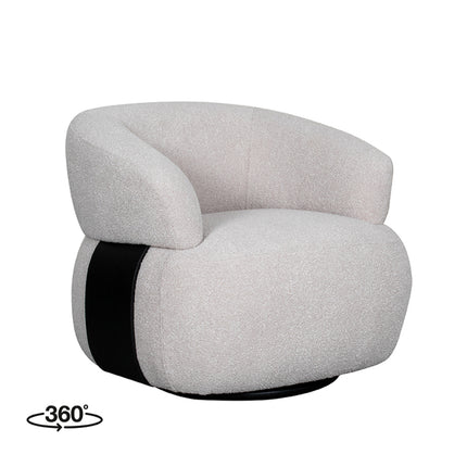 LABEL51 - Draaifauteuil Valenza 83x79x73 cm - Naturel Boucle | Zwart Eiken