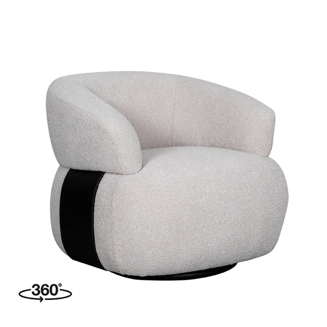 LABEL51 - Draaifauteuil Valenza 83x79x73 cm - Naturel Boucle | Zwart Eiken
