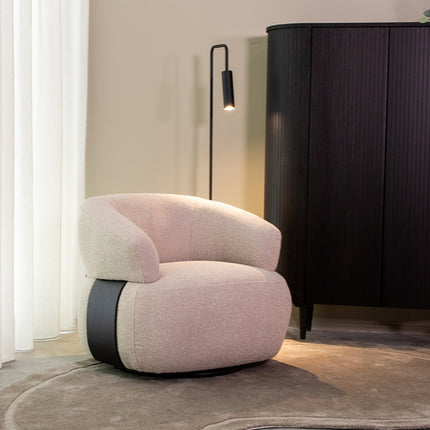LABEL51 - Draaifauteuil Valenza 83x79x73 cm - Naturel Boucle | Zwart Eiken