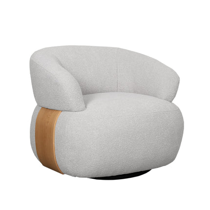 LABEL51 - Draaifauteuil Valenza 83x79x73 cm - Naturel Boucle | Naturel Eiken