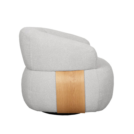 LABEL51 - Draaifauteuil Valenza 83x79x73 cm - Naturel Boucle | Naturel Eiken