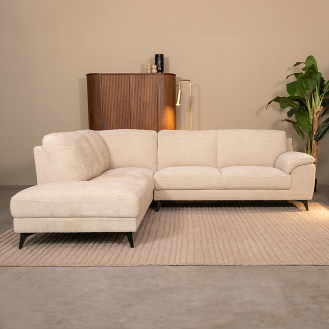 LABEL51 - Hoekbank Santino Links 257x215x85 cm - Naturel Elite | Zwart Metaal