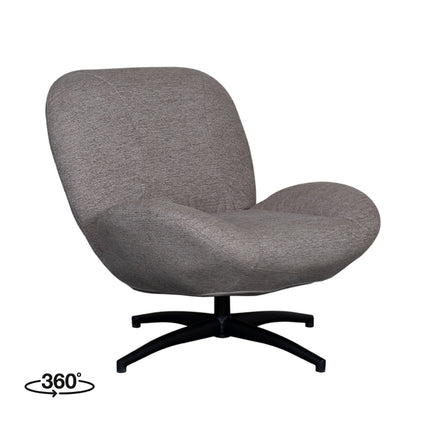 LABEL51 - Draaifauteuil Clayton 82x89x91 cm - Taupe Canyon | Zwart Metaal
