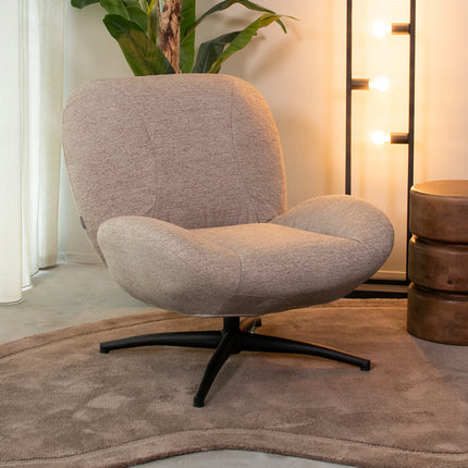 LABEL51 - Draaifauteuil Clayton 82x89x91 cm - Taupe Canyon | Zwart Metaal