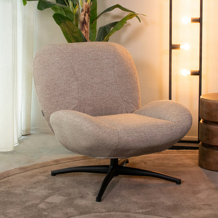 LABEL51 - Draaifauteuil Clayton 82x89x91 cm - Taupe Canyon | Zwart Metaal