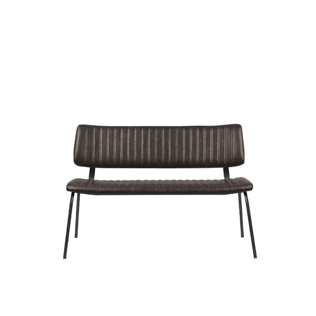LABEL51 - Eetkamerbank Gusto 120x63x81 cm - Donkerbruin Kunstleder | Zwart Metaal