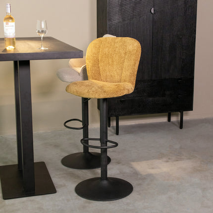 LABEL51 - Barkruk Vino 45x53x95 cm - Mustard Elite | Zwart Metaal