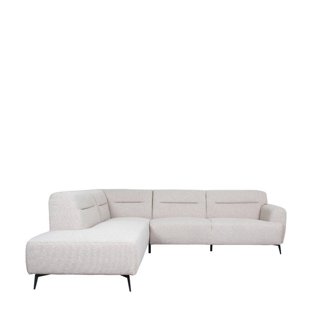 LABEL51 - Hoekbank Bolzano Links 270x227x80 cm - Naturel Royal Boucle | Zwart Metaal