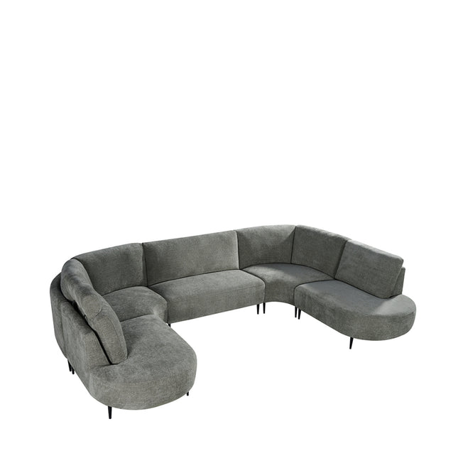 LABEL51 - U-Bank Milano 350x232x72 cm - Stone Elite | Zwart Metaal