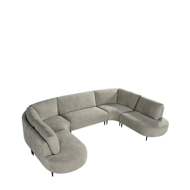 LABEL51 - U-Bank Milano 350x232x72 cm - Naturel Elite | Zwart Metaal