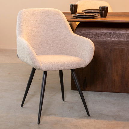 LABEL51 - Eetkamerstoel Fender 59x57x87 cm - Naturel Boucle | Zwart Metaal