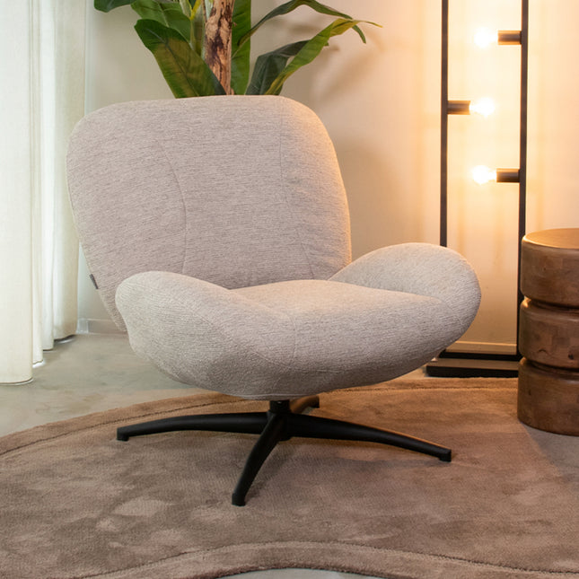 LABEL51 - Draaifauteuil Clayton 82x89x91 cm - Khaki Canyon | Zwart Metaal