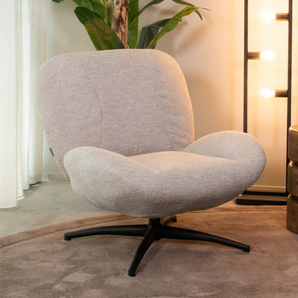LABEL51 - Draaifauteuil Clayton 82x89x91 cm - Khaki Canyon | Zwart Metaal